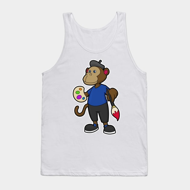 Monkey as Painter with Paint & Brush Tank Top by Markus Schnabel